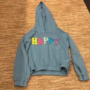 Chaser blue hooded sweatshirt with patches and smile.  Size 7.  Great condition